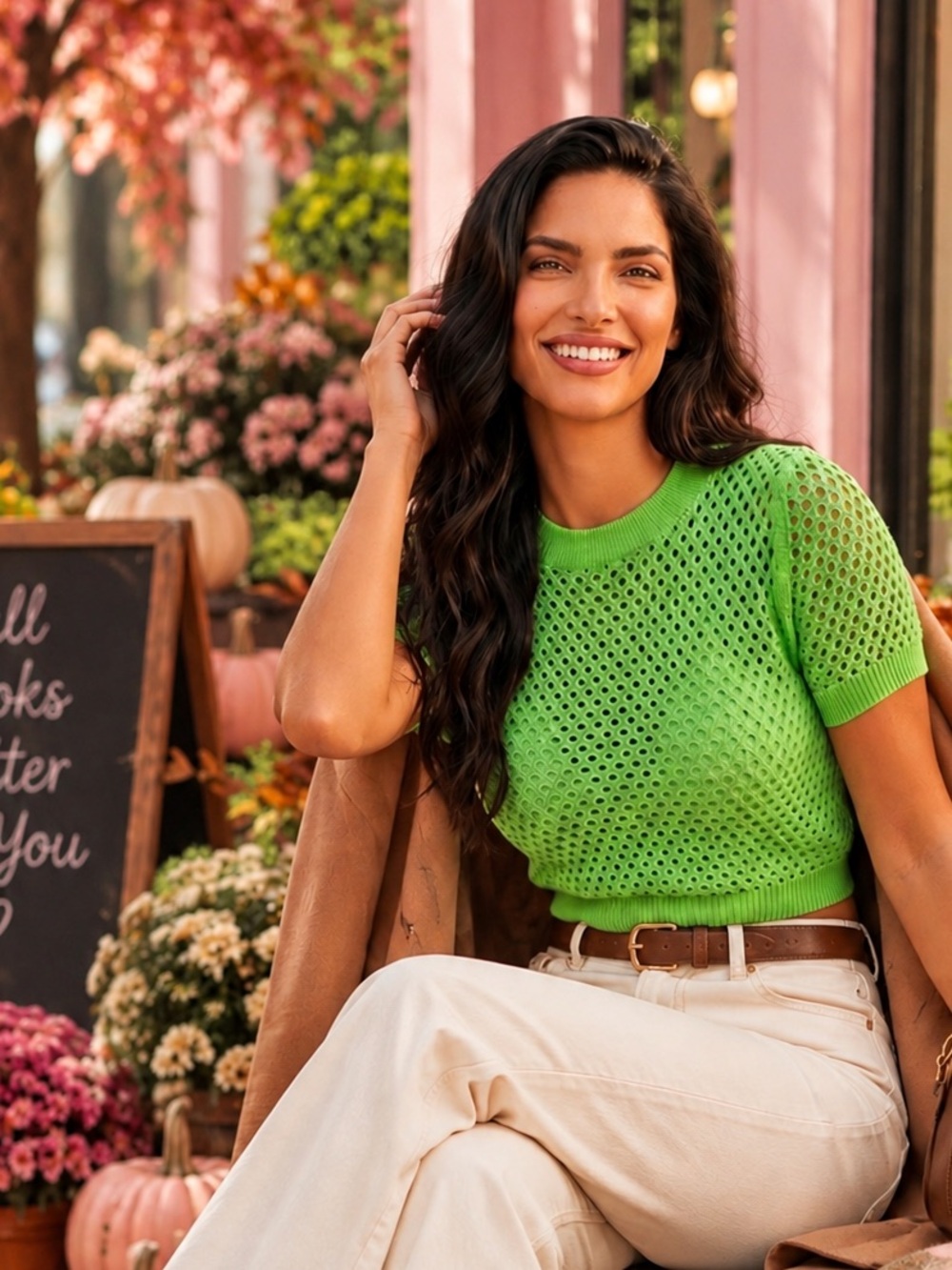 Divided Lime Green Open cut out Knit Crop Top SIZE XS